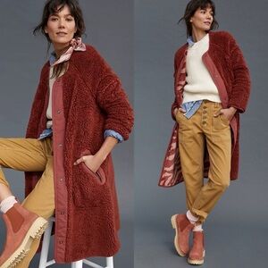 Anthropologie / Margot Reversible Sherpa Coat in Terracotta